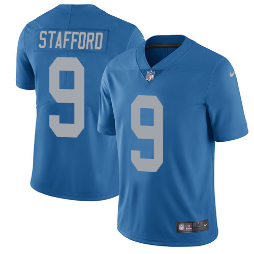 Nike Lions #9 Matthew Stafford Blue Throwback Men's Stitched NFL Vapor Untouchable Limited Jersey